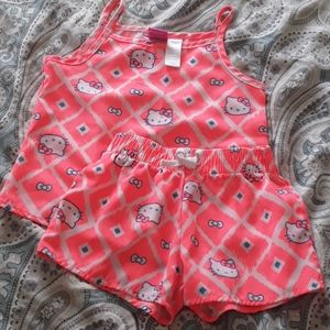 Hello Kitty 4/5 orange short tank top set